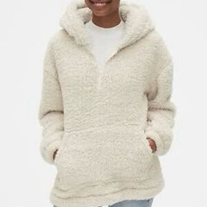 GAP Oversized Sherpa 1/4 Zip Pullover Hoodie M